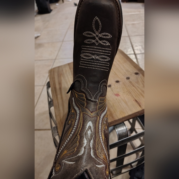 White Wolf Brown Embroidered Cowboy Boots Viboron Mexico 6 - Picture 5 of 13